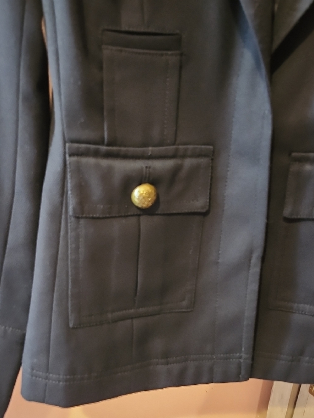 Vince Camuto Black Military-Style Blazer with Gold Buttons - Picture 3 of 12